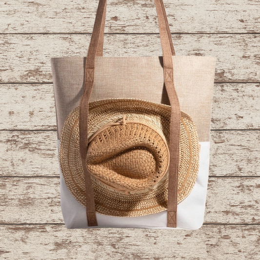 Tote Bag with Hat Holding Straps