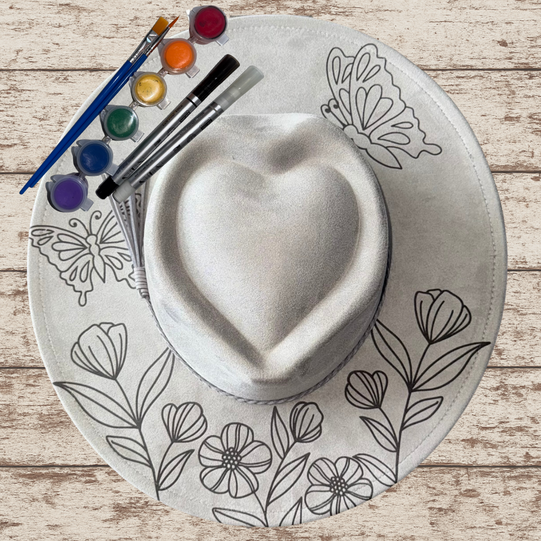 Paint your own Heart Hat Art Kit - Butterflies & Flowers