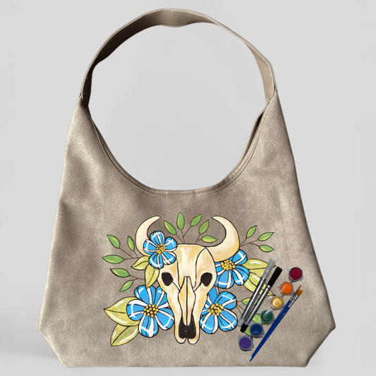 Paint Your Own Shoulder Bag Art Kit - Steer Skull