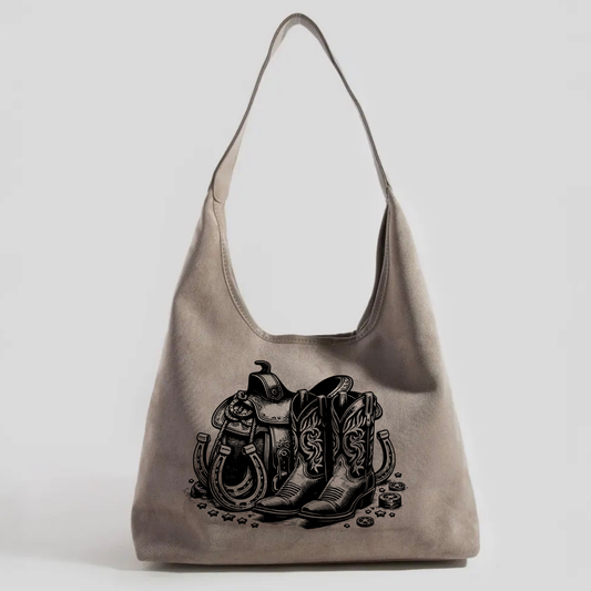 Laser Burned Shoulder Bag - Boots & Saddle