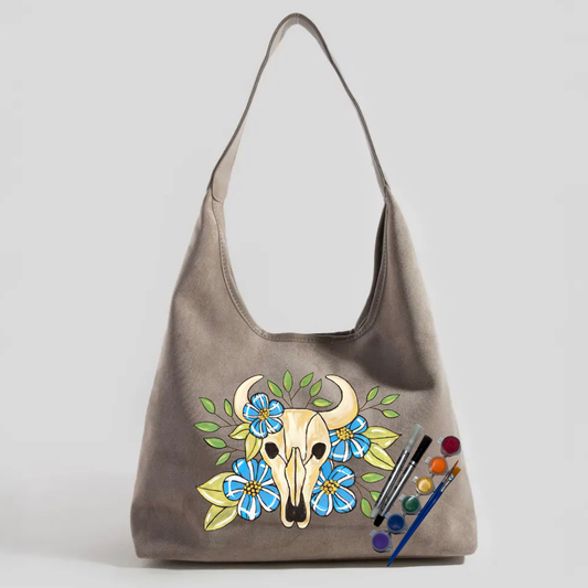 Paint Your Own Shoulder Bag Art Kit - Steer Skull