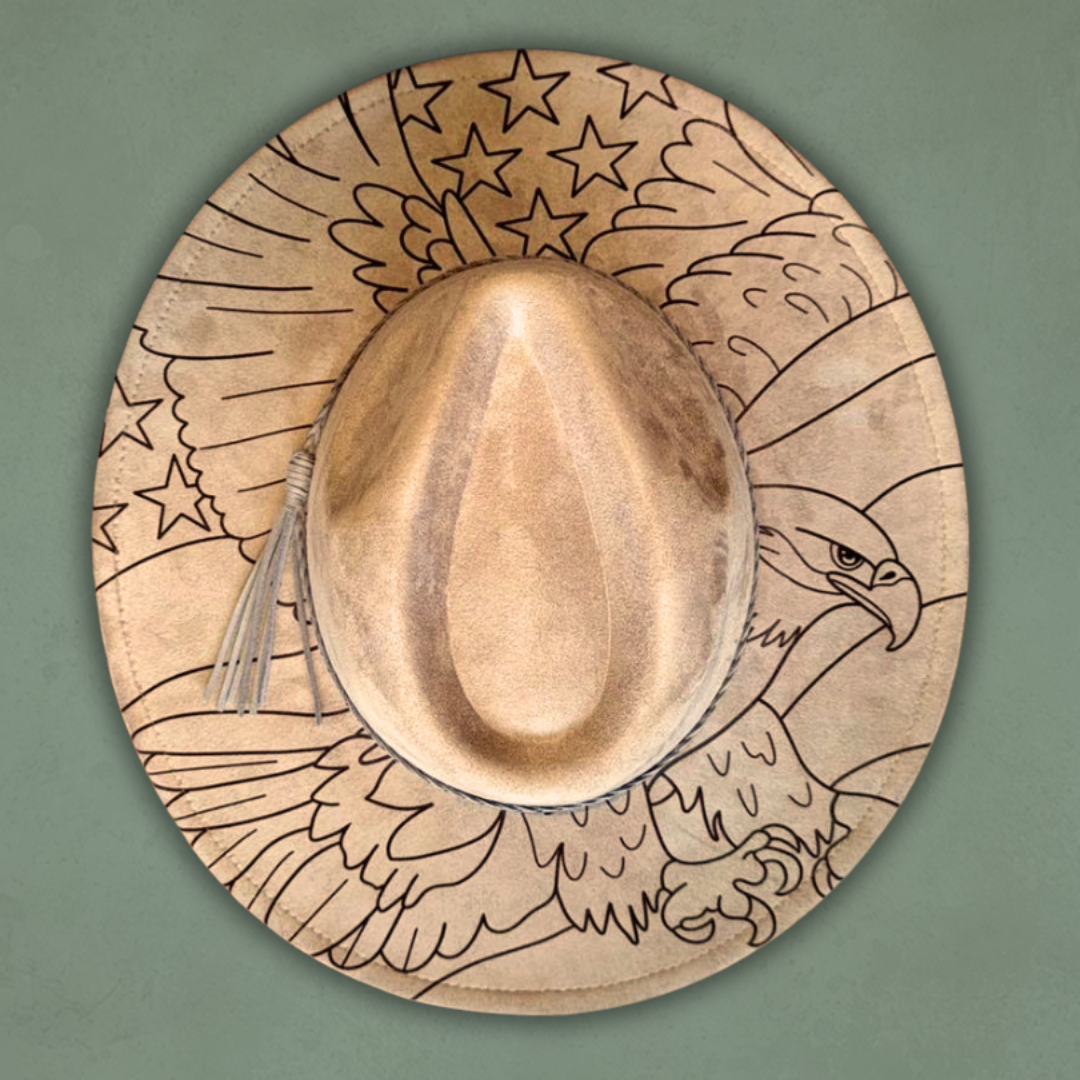 Laser Burned Wide Brim Hat - American Eagle