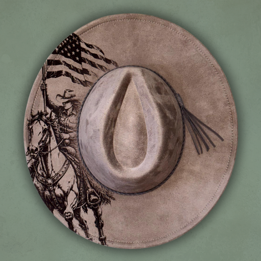 Laser Burned Wide Brim Hat - American Pride