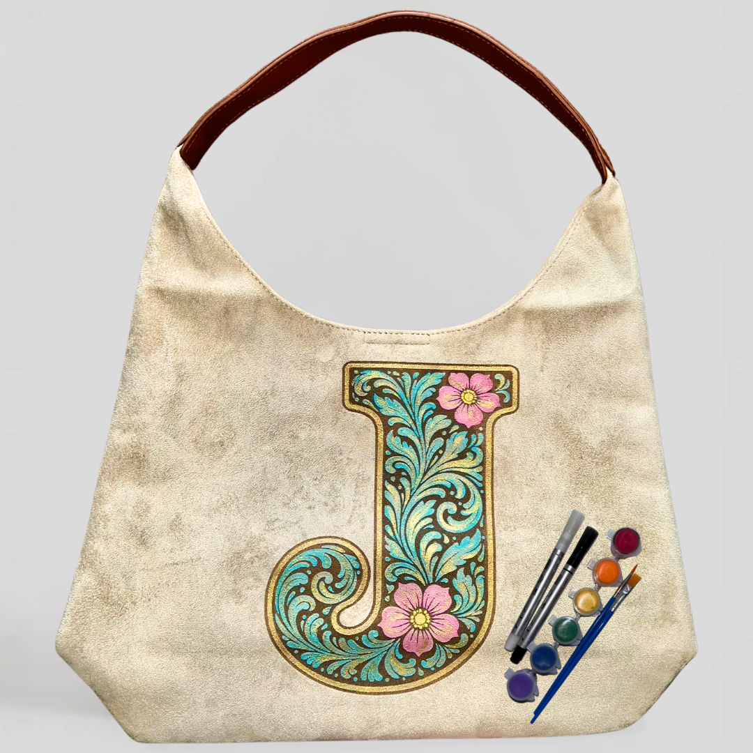Paint Your Own Shoulder Bag Art Kit - Western Tooled Leather Letter