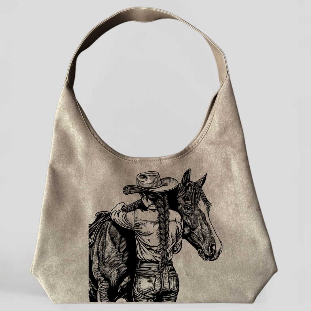 Laser Burned Shoulder Bag - Horse & Rider