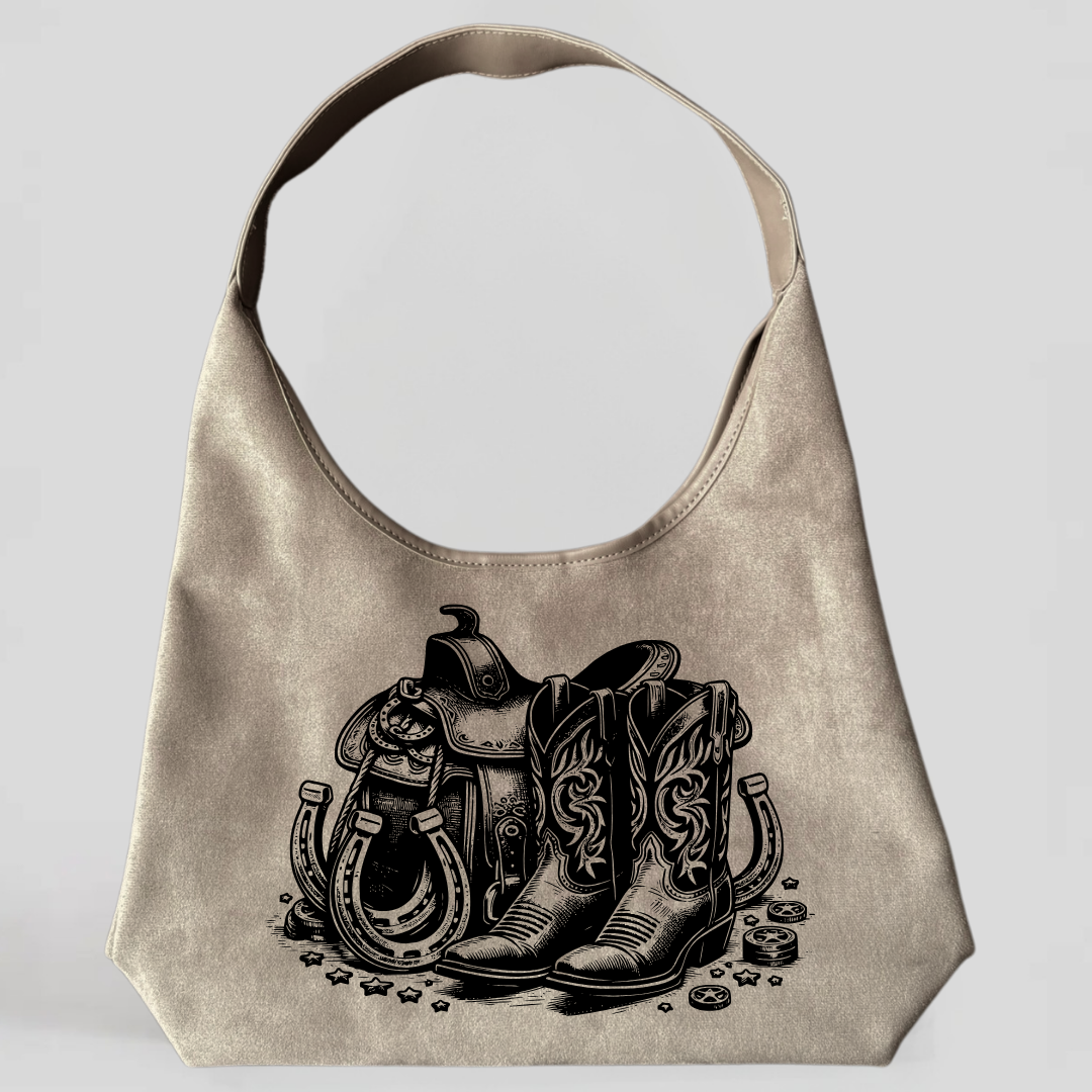 Laser Burned Shoulder Bag - Boots & Saddle