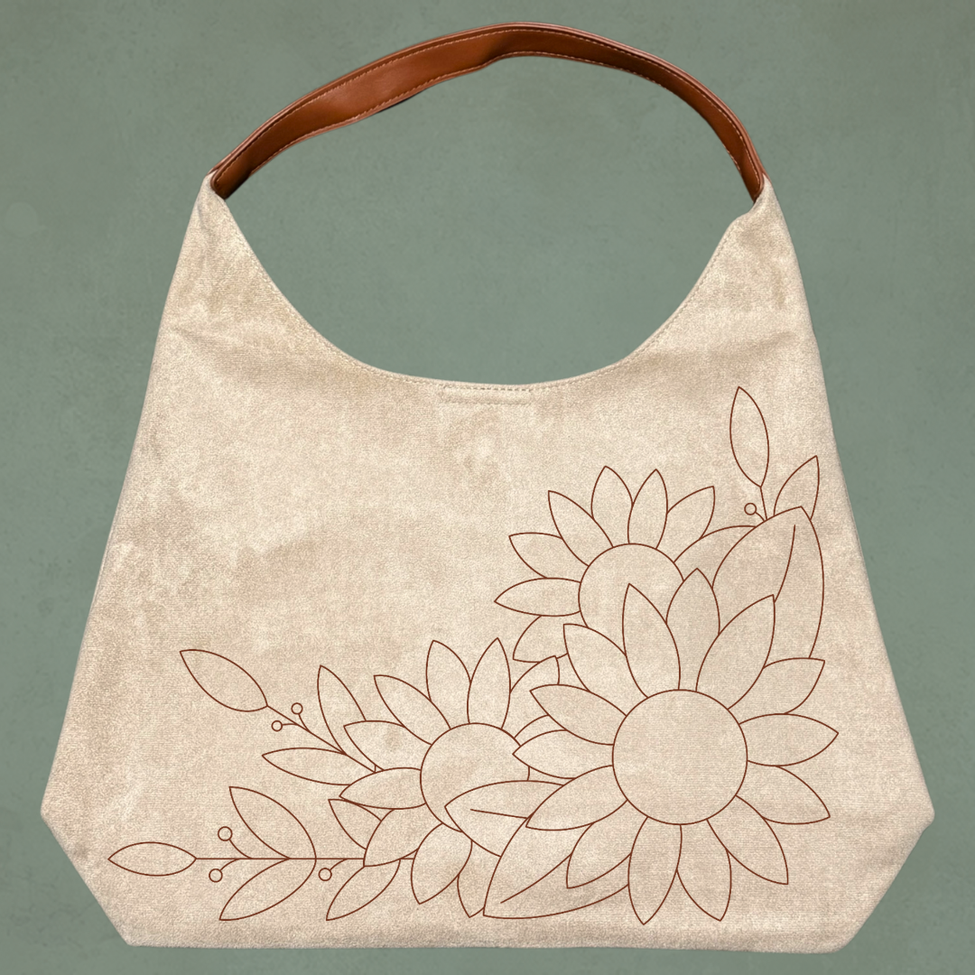 Laser Burned Shoulder Bag - Sunflowers