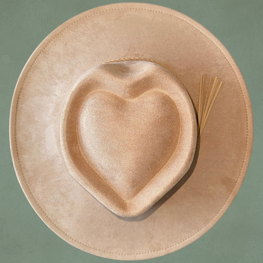 Laser Burned Wide Brim Heart Hat - Blank