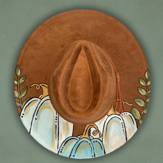 Blue Pumpkin Patch Painted Hat
