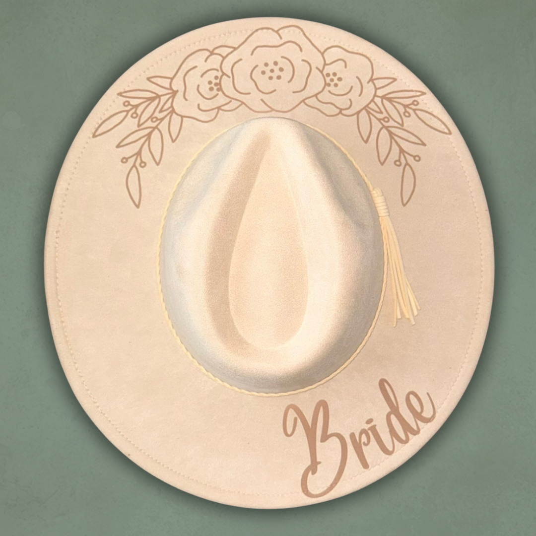 Laser Burned Wide Brim Hat - Bride