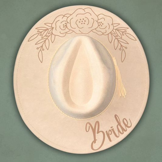 Laser Burned Wide Brim Hat - Bride