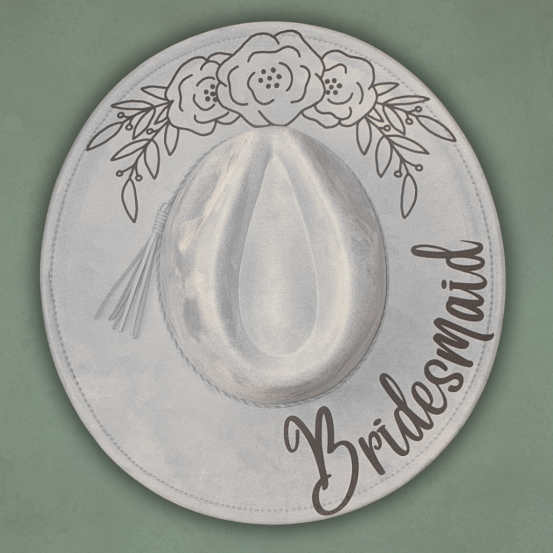 Laser Burned Wide Brim Hat - Bridesmaid