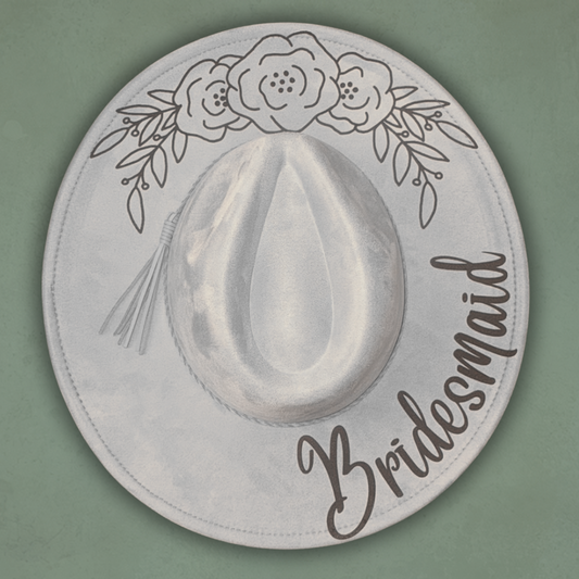 Laser Burned Wide Brim Hat - Bridesmaid
