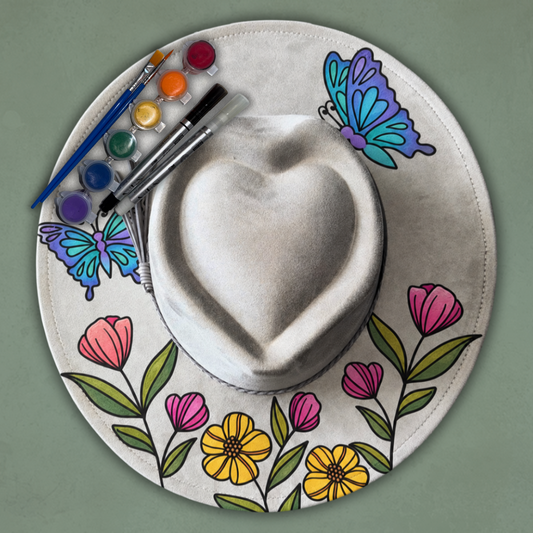 Paint your own Heart Hat Art Kit - Butterflies & Flowers