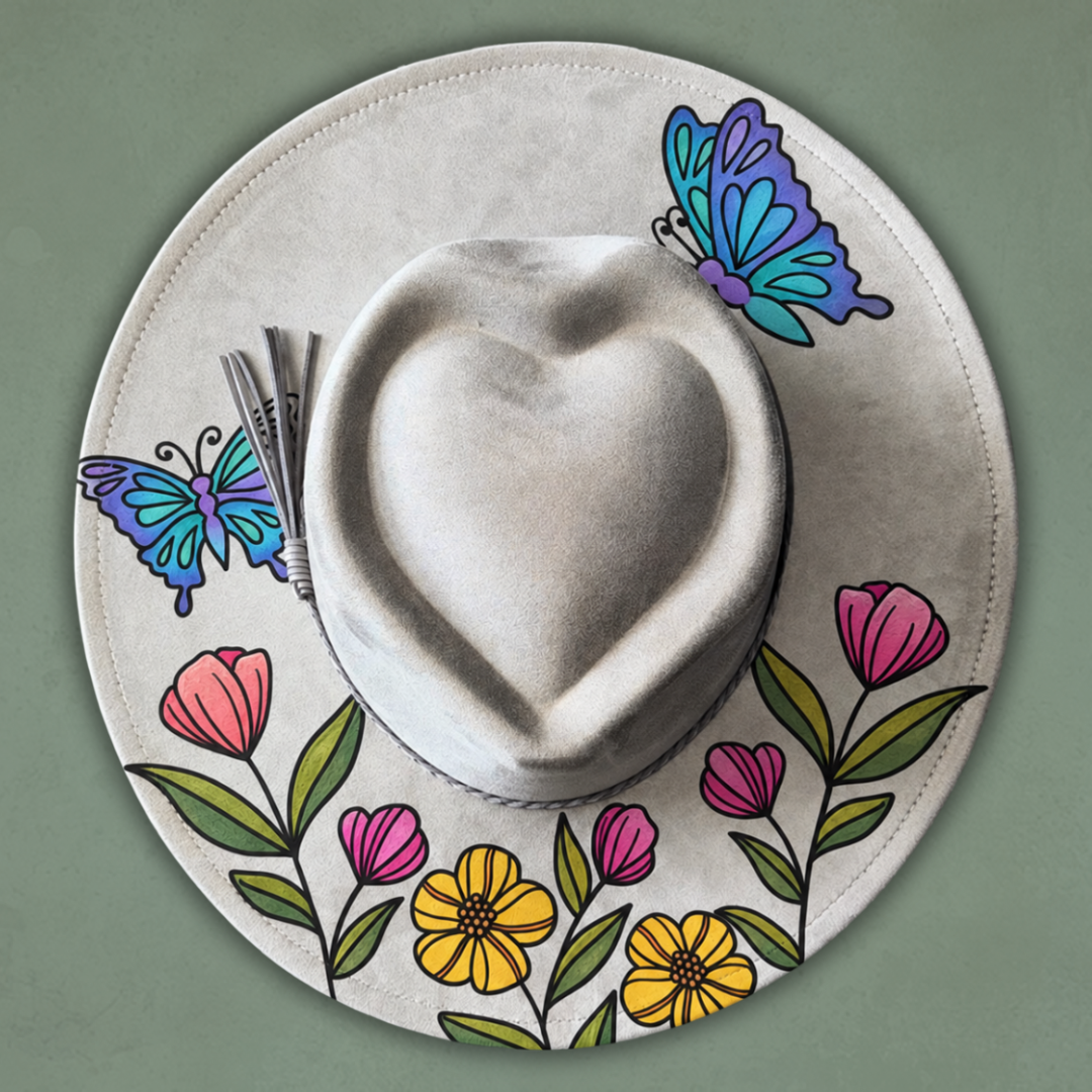 Paint your own Heart Hat Art Kit - Butterflies & Flowers