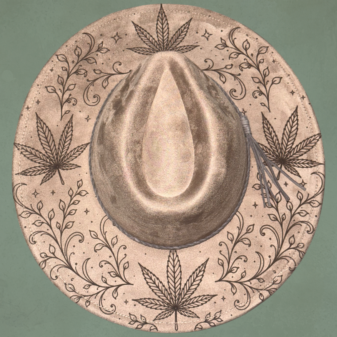 Laser Burned Wide Brim Hat - Western Haze