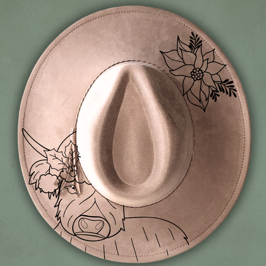 Laser Burned Wide Brim Hat - Christmas Highlander