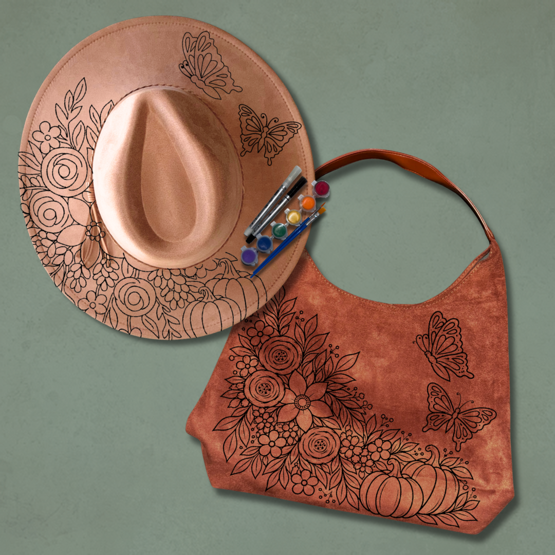 Paint Your Own Hat & Bag Bundle - Fall Butterflies