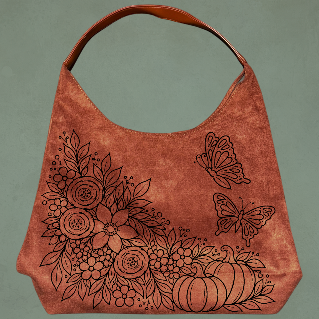 Laser Burned Shoulder Bag - Fall Butterflies