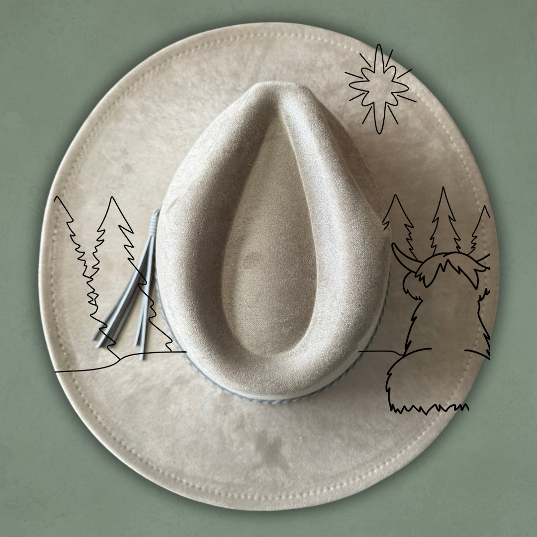 Laser Burned Wide Brim Hat - Highlander Hope