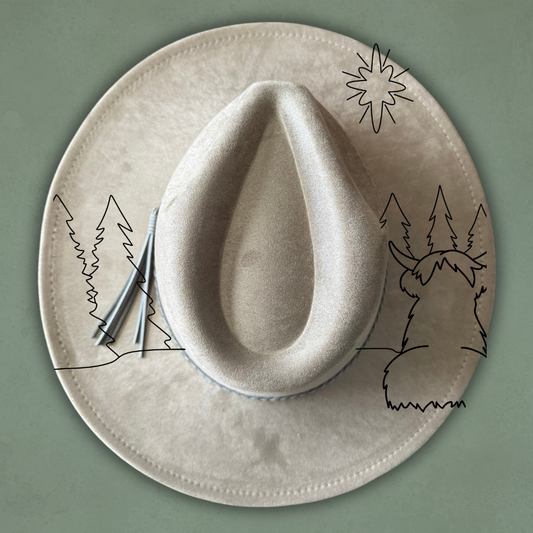 Laser Burned Wide Brim Hat - Highlander Hope