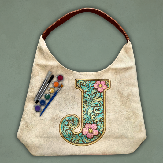 Paint Your Own Shoulder Bag Art Kit - Western Tooled Leather Letter