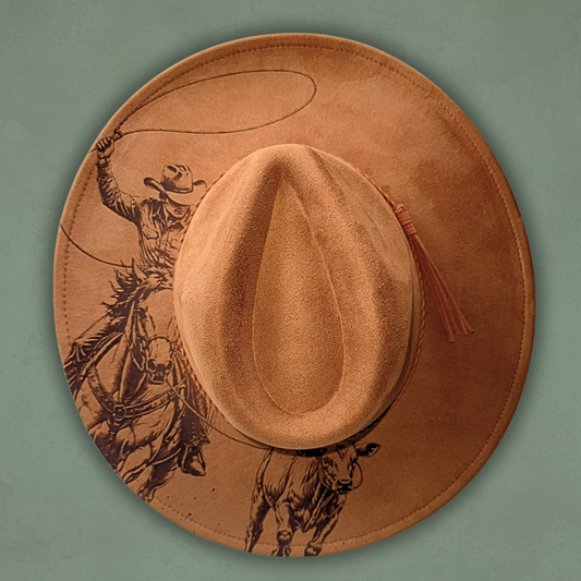 Laser Burned Wide Brim Hat - Roper