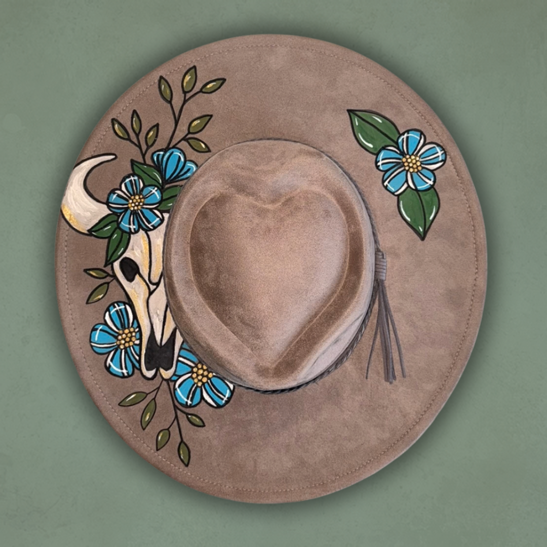 Steer Skull Painted Hat