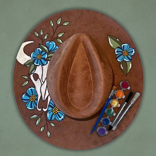 Paint your own hat Art Kit - Steer Skull