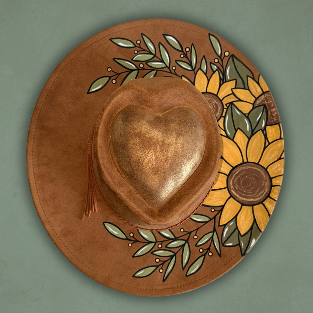 Sunflower Painted Hat (Heart Crown)