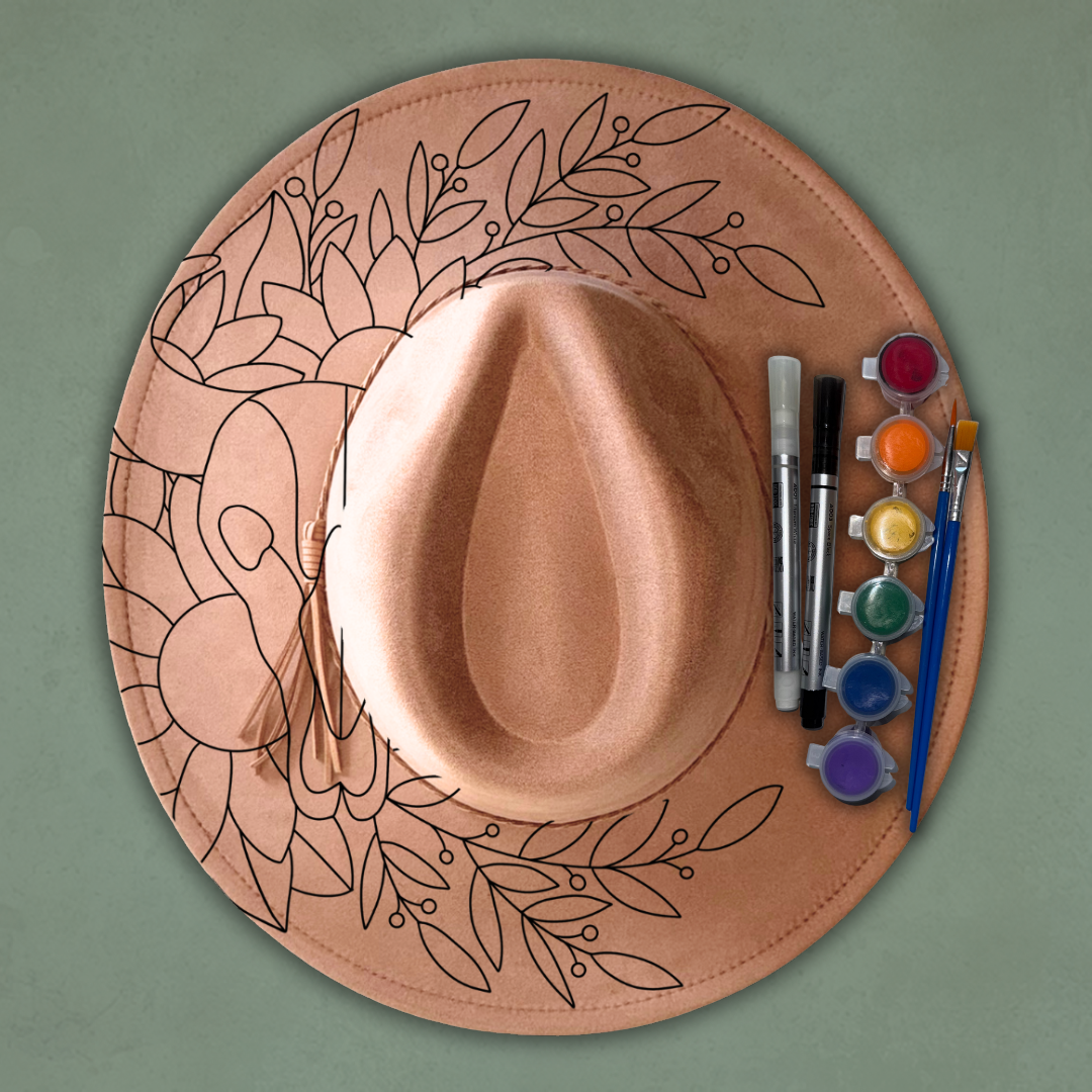 Paint your own hat Art Kit - Sunflower Steer Skull