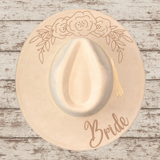 Laser Burned Wide Brim Hat - Bride