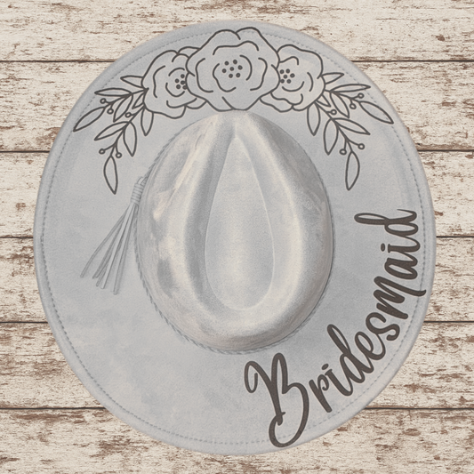 Laser Burned Wide Brim Hat - Bridesmaid