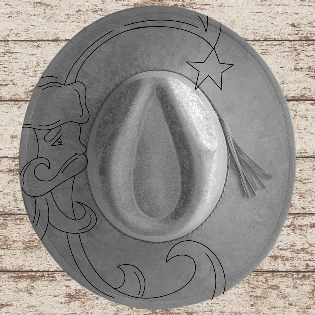 Laser Burned Wide Brim Hat - Vintage Santa