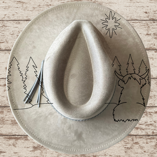 Laser Burned Wide Brim Hat - Highlander Hope