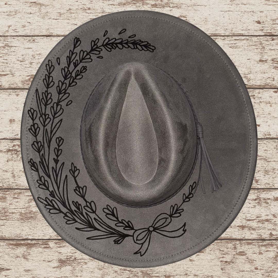 Laser Burned Wide Brim Hat - Lavender