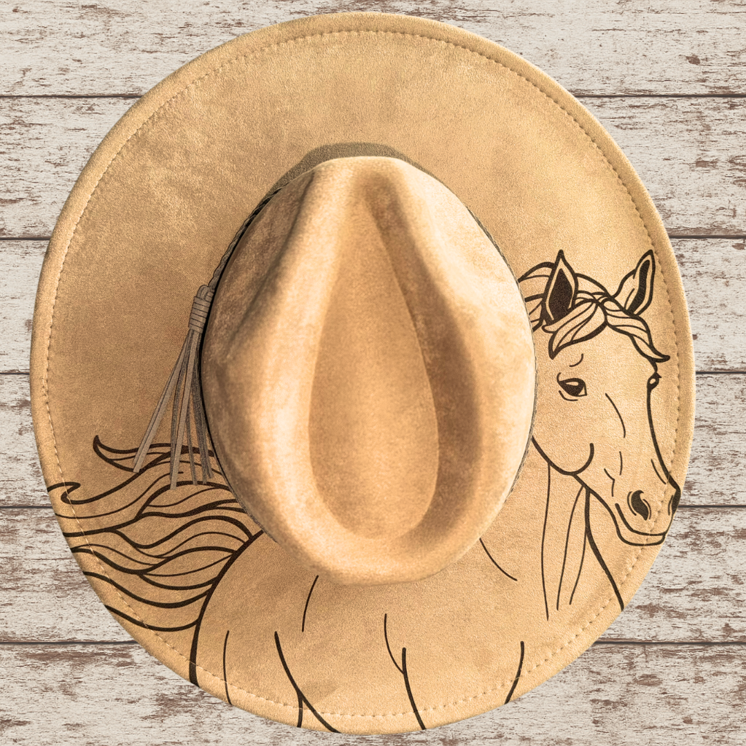 Laser Burned Wide Brim Hat - Wild Companion