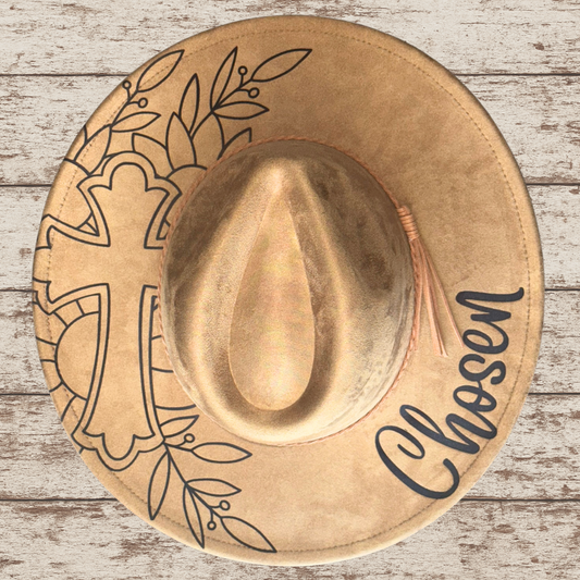 Laser Burned Wide Brim Hat - Chosen