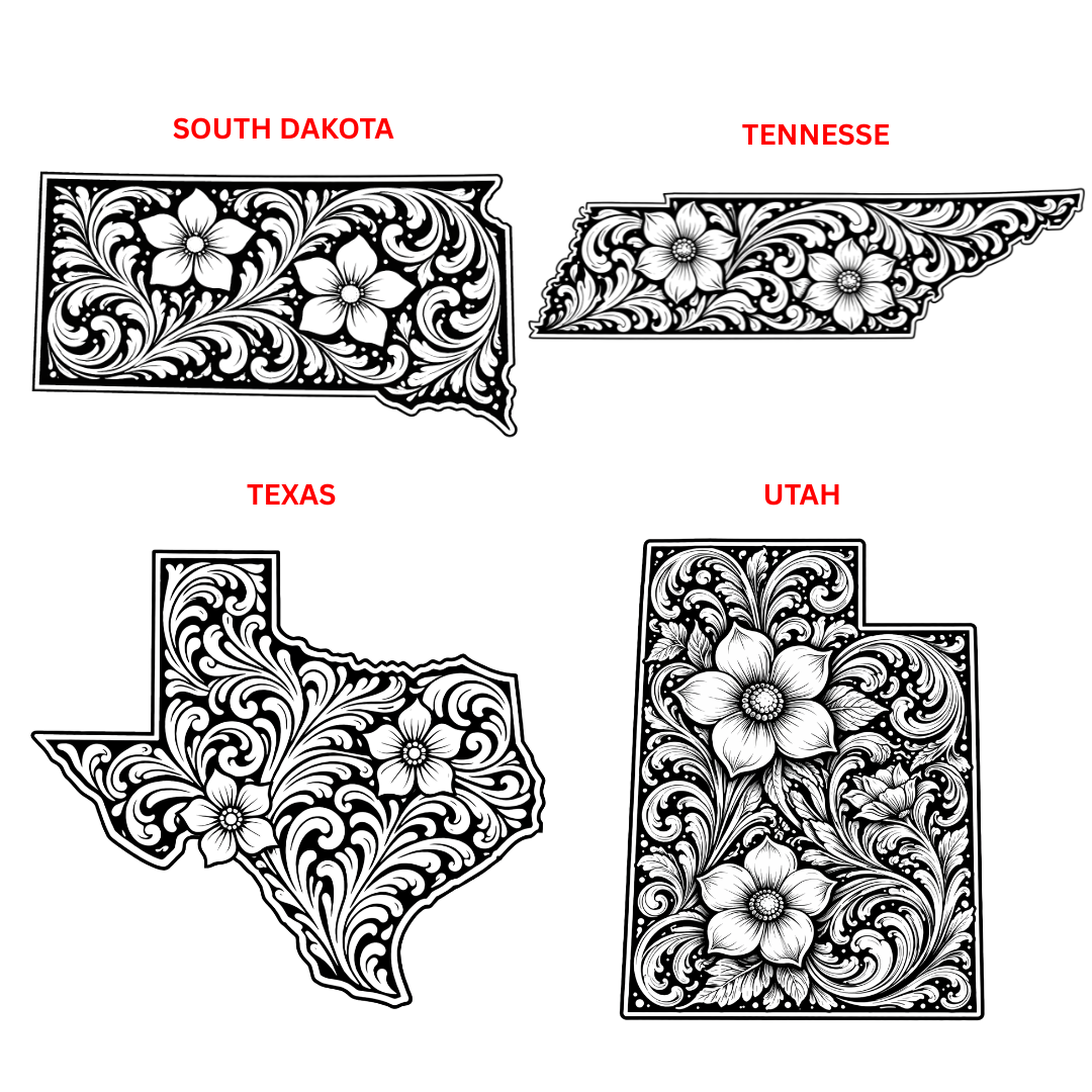 Laser Burned Shoulder Bag - Western Tooled Leather State