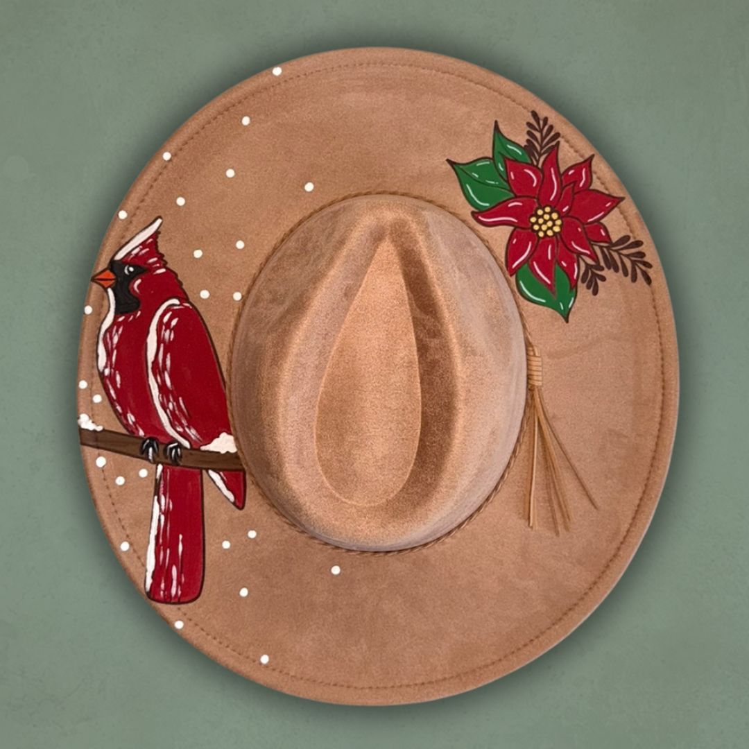 Winter Cardinal Painted Hat